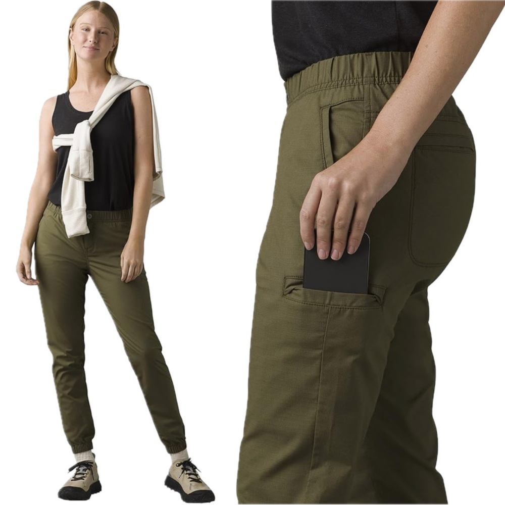 prAna Womens Double Peak Jogger Ripstop Pants Green Women’s 4